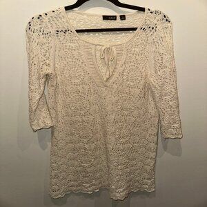 a.n.a Cream Crochet Knit coverup Boho